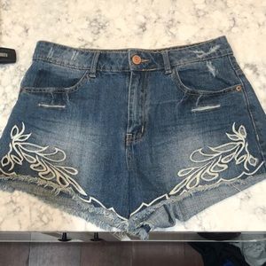 High waisted jean shorts